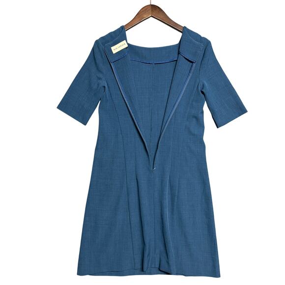 M.M. Lafleur Wondertex Emily Dress Size 4 Square Neck Blue Classic Tailored Cut - Picture 3 of 12